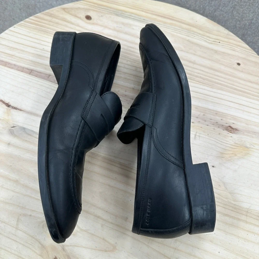 Cole Haan Penny Loafers Mens‎ 9.5 Black Leather Classic Dress Shoes